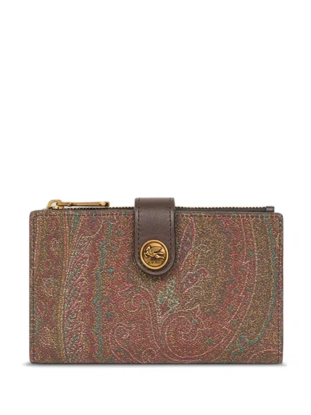 Portofel Etro cu model paisley din jacard maro