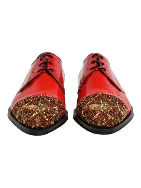Oksfordy Dolce And Gabbana skórzany elegancki czerwony