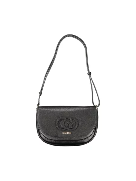 Lniana torebka Guess czarna