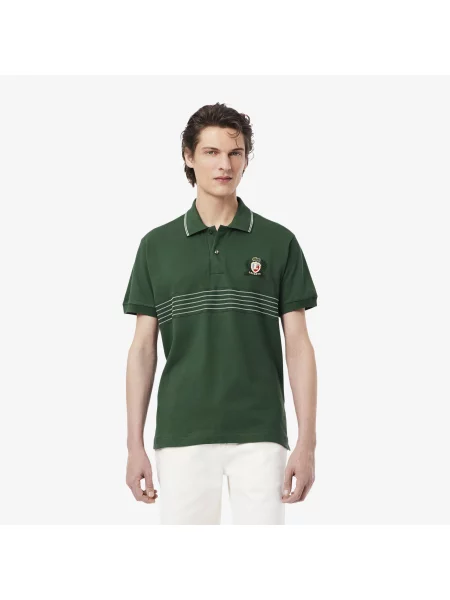 Lacoste Koszulka Polo W Paski Classic Fit zielona