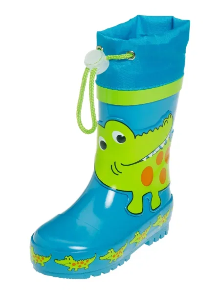 PLAYSHOES Cizme de cauciuc Krokodil / verde deschis / portocaliu închis albastru