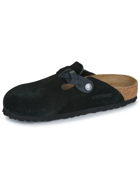 Birkenstock papucs velúrból Boston Braided fekete
