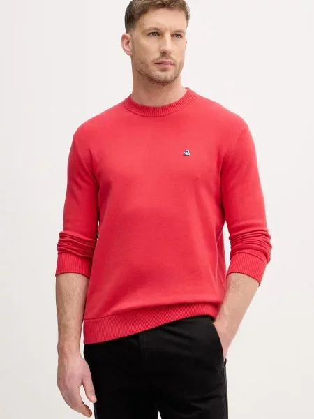 United Colors of Benetton pulover za muškarce od pamuka crvena