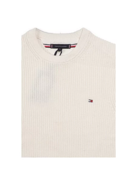 Sweter Tommy Hilfiger ze sznurkiem beżowy