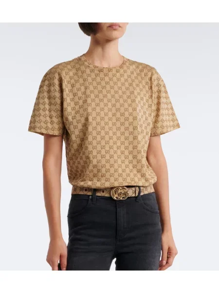 Tricou Gucci din jerseu bej