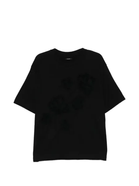 Tricou Taakk cu broderie cu model floral negru