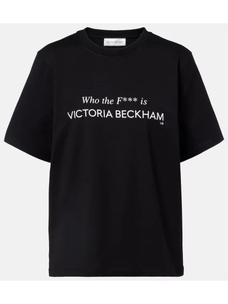Tricou Victoria Beckham cu imagine din jerseu negru
