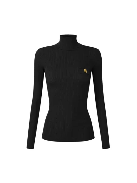 Dzianinowy sweter z golfem Elisabetta Franchi czarny