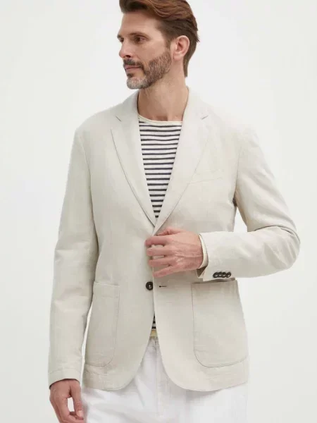 Suknjič s primesjo lanu United Colors of Benetton bež