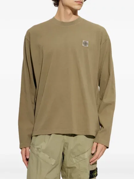 Lung tricou Stone Island cu strasuri verde