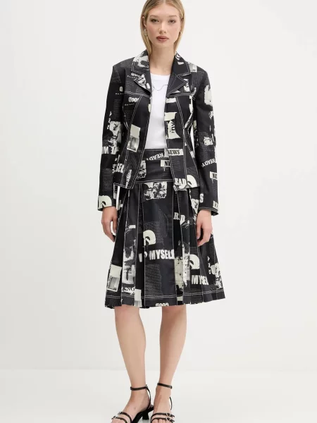 Піджак Desigual NEWSPAPER BLAC однобортний візерунок чорний