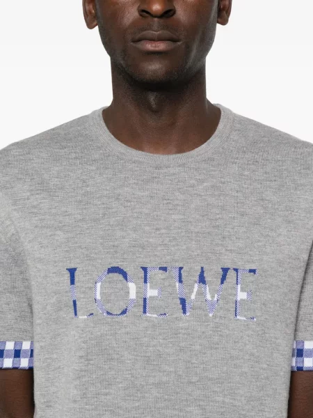 Tricou Loewe în carouri gri