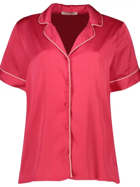 Haftowany satynowy top Koton z krótkim rękawem