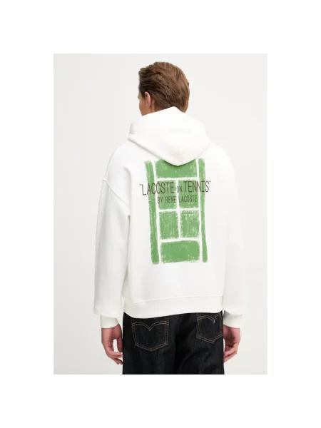 Bluza z kapturem Lacoste z kapturem biała