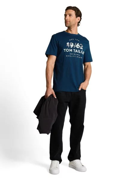 TOM TAILOR Tricou bleumarin / pastel albastru