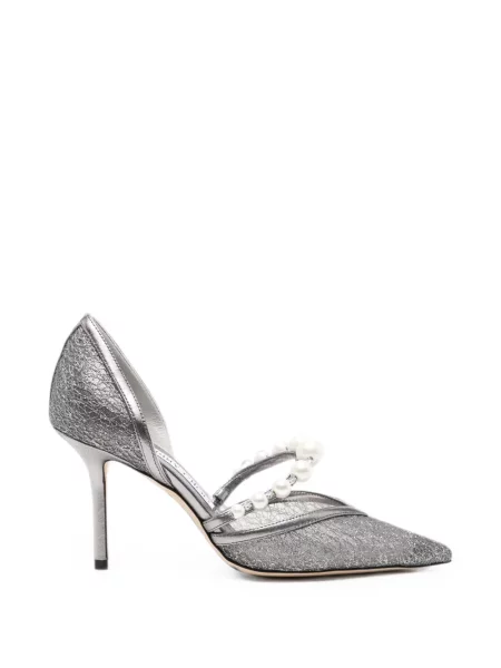 Pantofi cu toc Jimmy Choo cu perle gri