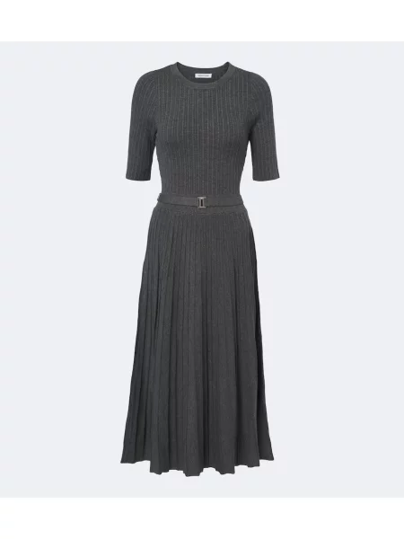 Cu centură rochie midi Veronica Beard tricotate gri