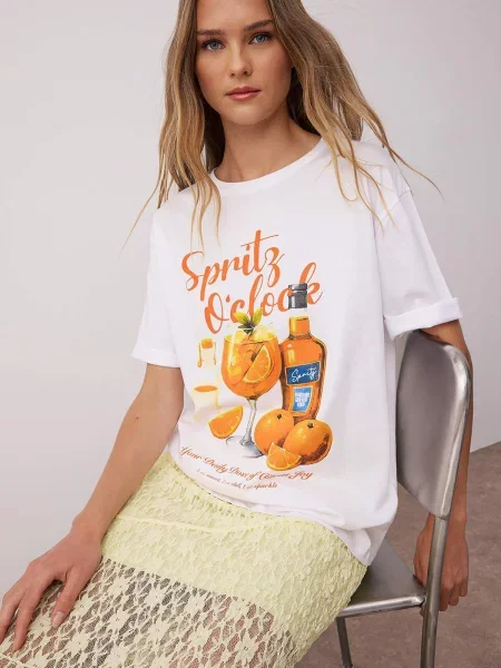 Trendyol Tricou ecru / galben / închis / portocaliu închis gri