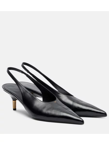 Pantofi cu toc Khaite din piele slingback negru