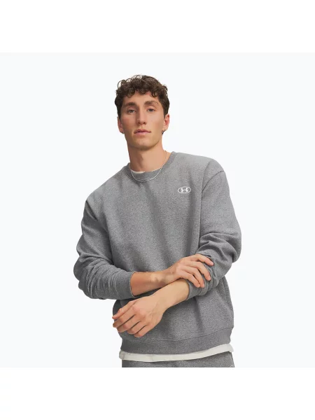 Hanorac crewneck Under Armour din fleece alb