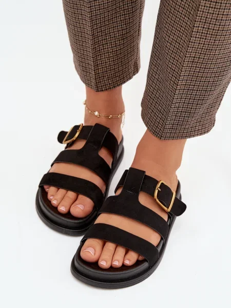 Șlapi Boto cu cataramă negru