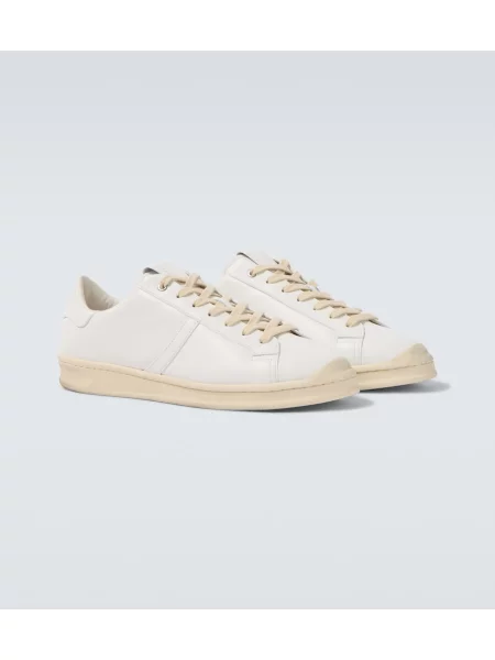 Sneakerși Jil Sander din piele alb