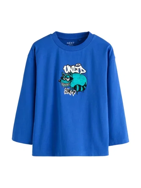 Next Tricou turcoaz / albastru cobalt / negru alb