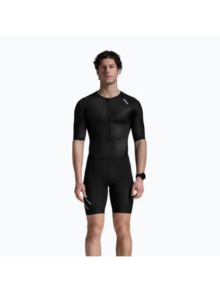 Costum de triatlon pentru bărbați Core Sleeved black/white alb