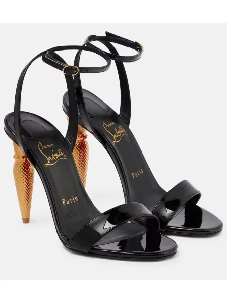 Sandale Christian Louboutin din piele de lac negru