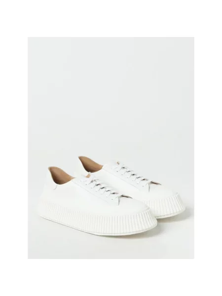 Sneakersy Jil Sander skórzane z okrągłym noskiem białe