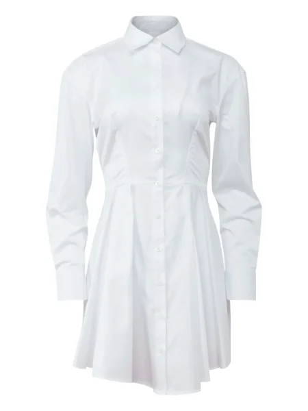Rochie tip cămașă Fleur Du Mal plisată din poplin de costum alb