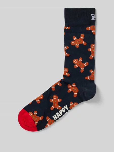 Happy Socks skarpety z drobnej dzianiny Mężczyźni niebieski wzorzysty granatowe