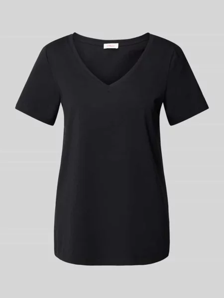 T-shirt z dekoltem w serek S.oliver Red Label czarna