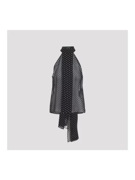Top Tom Ford w grochy wiązany z dekoltem halter czarny