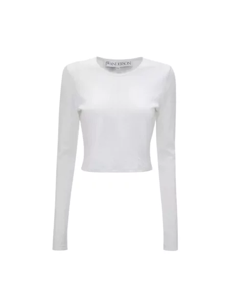 Top Jw Anderson z długim rękawem o skróconej długości z logo biały