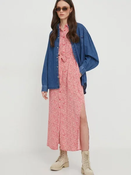Sukienka jeansowa Pepe Jeans różowa
