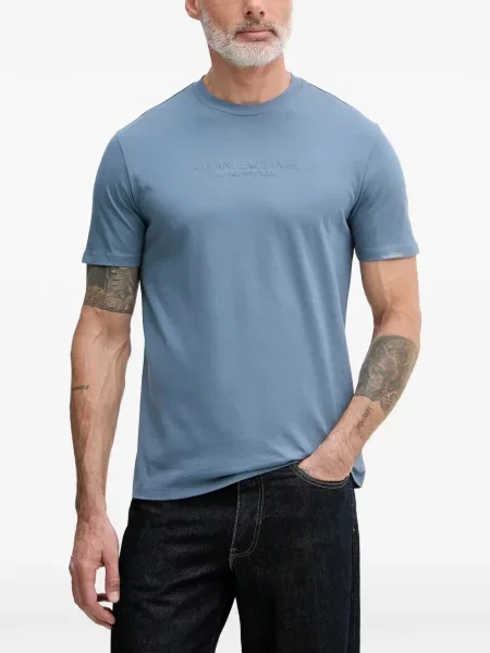 Tricou Armani Exchange cu imagine cu decolteu rotund albastru