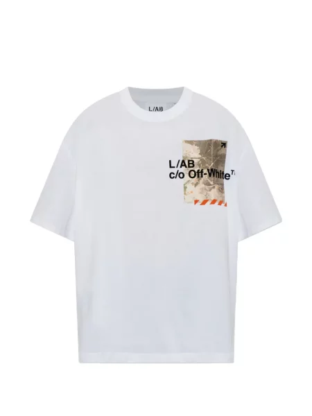 Тениска L/ab C/o Off-white с принт бяло