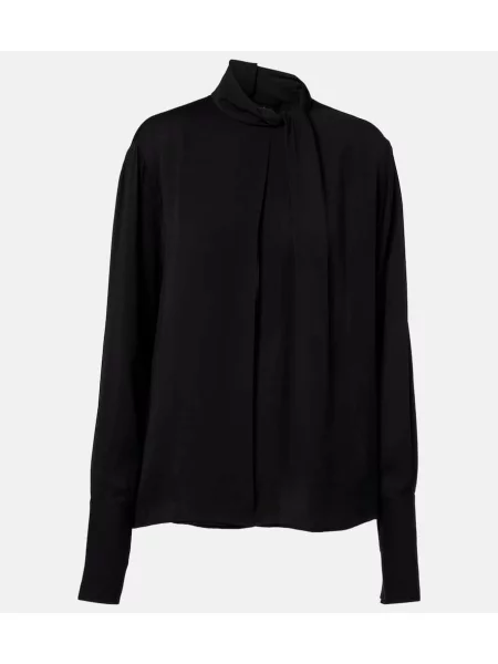 Bluză Tom Ford din satin drapată negru