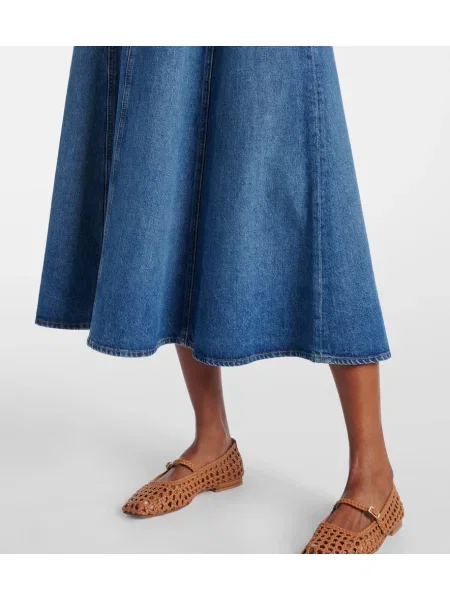Fustă din denim Ulla Johnson până la genunchi albastru