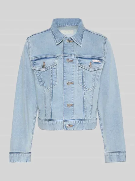 Calvin Klein Jeans kurtka jeansowa z bawełną niebieska