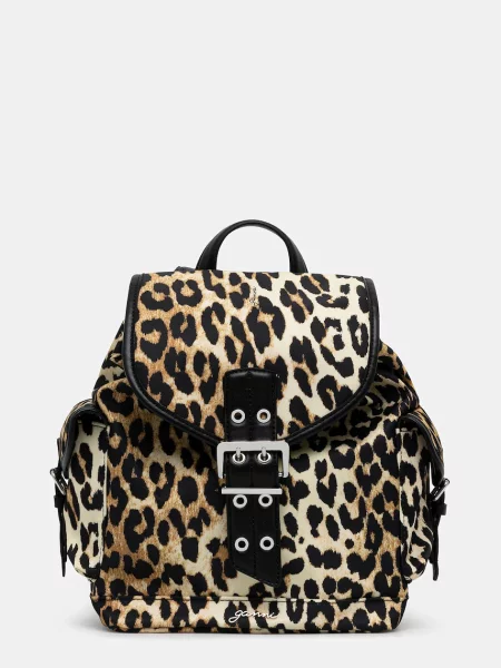 GANNI rucsac Bucky Backpack Small Print mic cu imprimeu maro