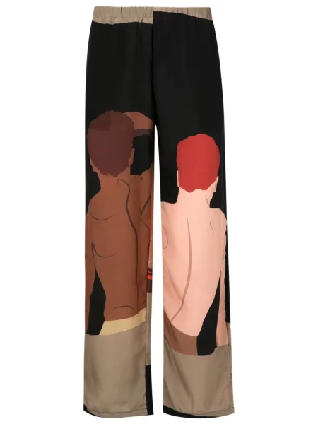 Cămașă Amir Slama de mătase cu imagine negru