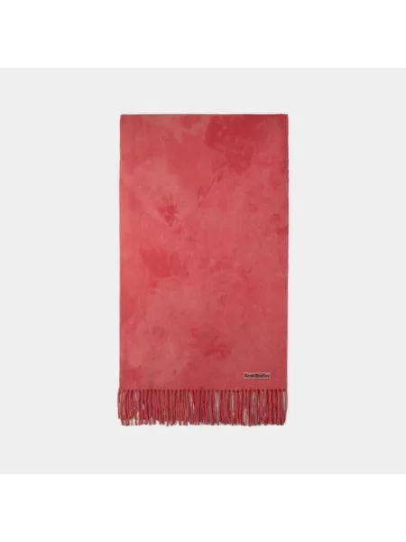 Tie dye szal Acne Studios wełniana wiązana różowa