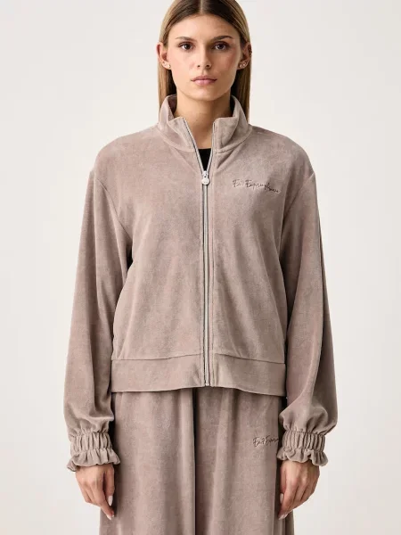 Emporio Armani bluza rozpinana welurowa brązowa
