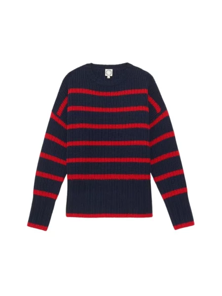 Sweter Ines De La Fressange Paris wełniany w paski z paskiem niebieski