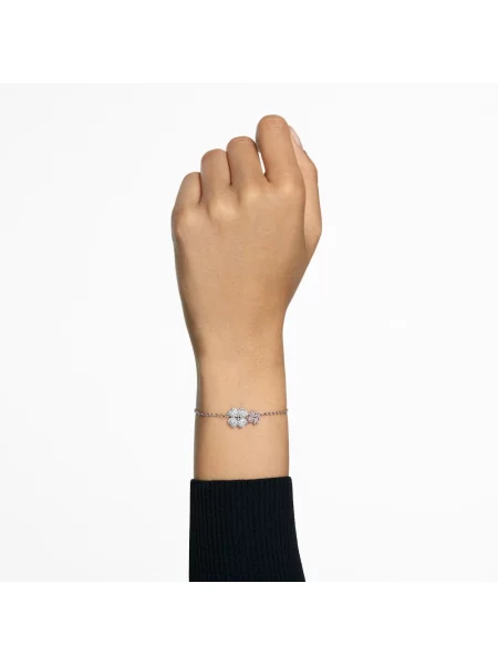 Lniana bransoletka Swarovski w kwiatki biała