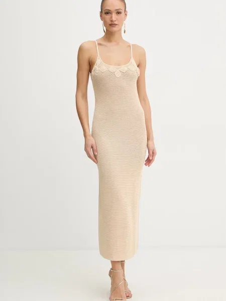 Twinset sukienka ażurowa beżowa