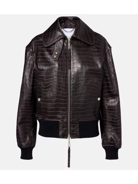 Kurtka skórzana Rabanne brązowa