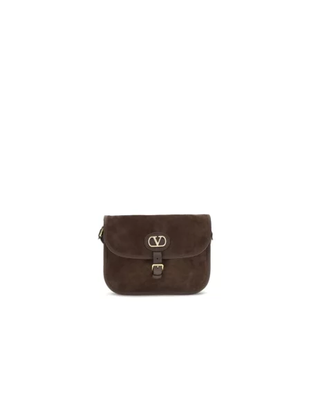 Lniana torba crossbody Valentino Garavani brązowa
